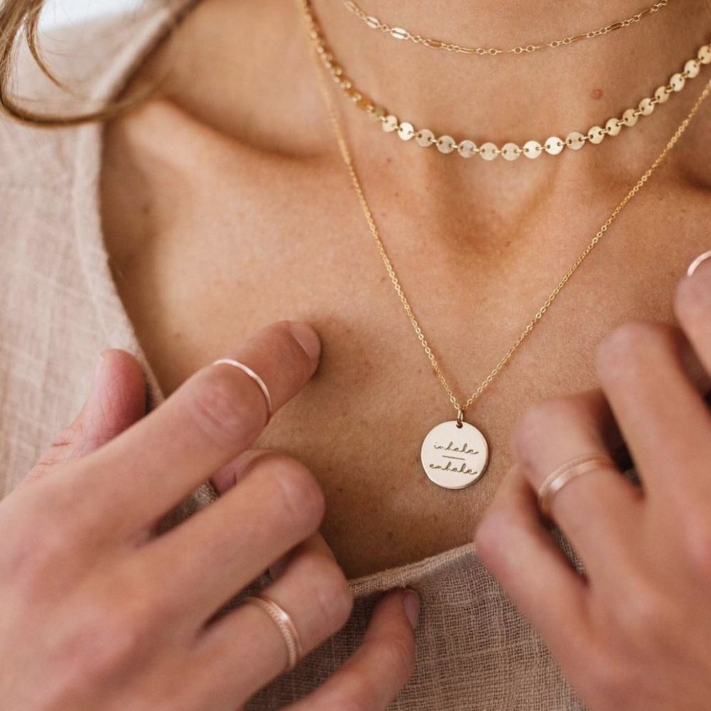 Inner Peace Mantra Minimalist Pendant Necklace - Picture 5 of 16